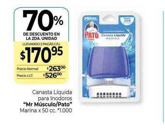 Canasta Líquida Para Inodoros Mr Músculo Pato Marina 70% De Descuento En La 2da. Unidad