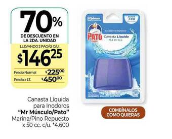 Canasta Líquida Para Inodoros Mr Músculo Pato Marina Pino Repuesto 70% De Descuento En La 2da. Unidad x 50cc