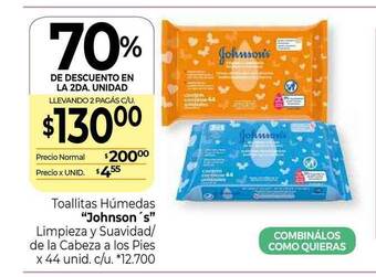 La Anonima Toallitas Húmedas Johnson's Limpieza Suavidad De La Cabeza A Los Pies 70% De Descuento En La 2da. Unidad oferta