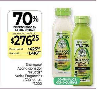 La Anonima Shampoo Acondicionador Fructis Varias Fragancias 70% De Descuento En La 2da. Unidad x 300cc oferta