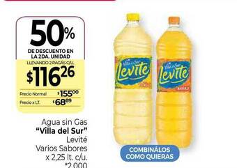 La Anonima Agua Sin Gas Villa Del Sur Levité Varios Sabores 50% De Descuento En La 2da. Unidad x 2,25lt oferta