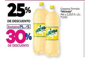 La Anonima Gaseosa Pomelo Mirinda 25% De Descuento x 2,25/3lt oferta