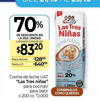 La Anonima Crema De Leche Uat x 200cc oferta