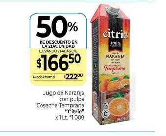 La Anonima Jugo De Naranja Con Pulpa Cosecha Temprana Citric x 1,5lt oferta