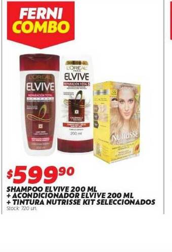 Shampoo Elvive 200 Ml + Acondicioandor Elvive 200 Ml + Tintura Nutrisse Kit Seleccionados