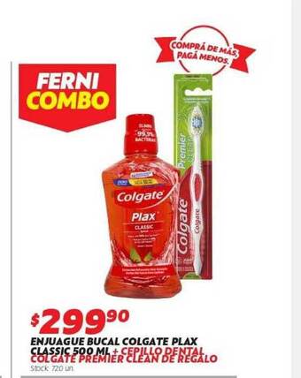 Ferniplast Enjuague Bucal Colgate Plax Classic 500 Ml + Cepillo Dental Colgate Premier Clean De Regalo oferta