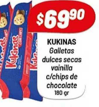 Almacor Kukinas Galletas Dulces Secas Vainilla C Chips De Chocolate 180gr oferta