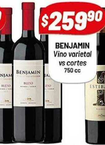 Almacor Benjamin Vino Varietal Vs Cortes 750cc oferta