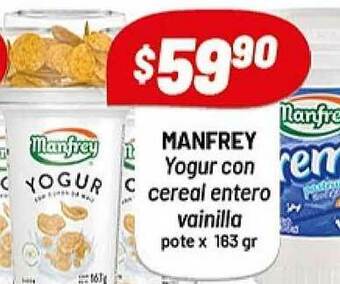 Almacor Manfrey Yogur Con Cereal Entero Vainilla x 163gr oferta
