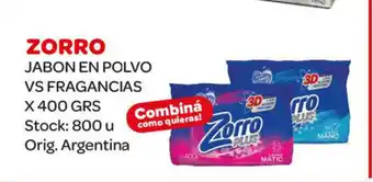 Carrefour Maxi Zorro Jabón En Polvo Vs Fragancias x 400grs oferta