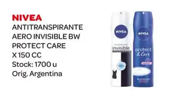 Carrefour Maxi Nivea Antitranspirante Aero Invisible BW Protect Care x 150cc oferta