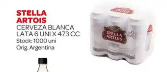 Carrefour Maxi Stella Artois Cerveza Blanca Lata 6uni x 473cc oferta