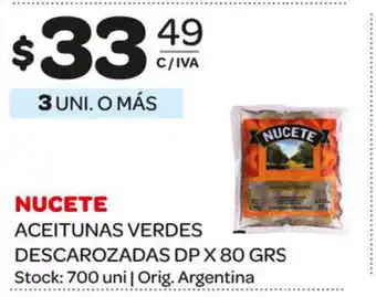Carrefour Maxi Nucete Aceitunas Verdes Descarozadas DP x 80grs oferta