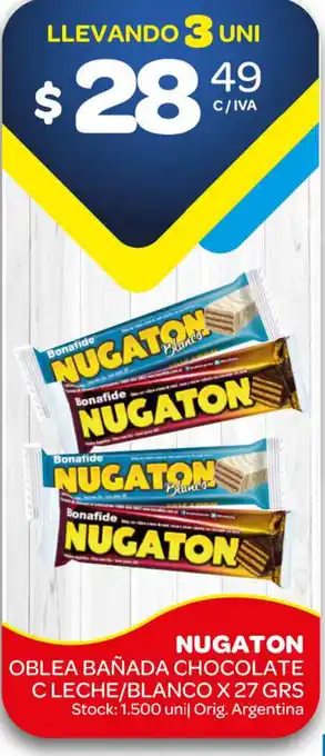 Carrefour Maxi Nugaton Oblea Bañada Chocolate C Leche/Blanco x 27grs oferta
