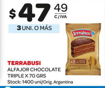 Carrefour Maxi Terrabusi Alfajor Chocolate Triple x 70grs oferta