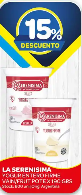 Carrefour Maxi La Serenisima Yogur Entero Firme Vain/Frut Pote x 190grs oferta