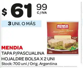 Carrefour Maxi Mendia Tapa P/Pascualina Hojaldre Bolsa x 2uni oferta