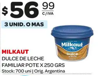 Carrefour Maxi Milkaut Dulce de Leche Familiar Pote x 250grs oferta