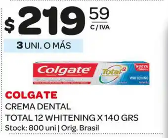 Carrefour Maxi Colgate Crema Dental Total 12 Whitening x 140grs oferta