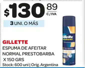 Carrefour Maxi Gillette Espuma de Afeitar Normal Prestobarba x 150grs oferta