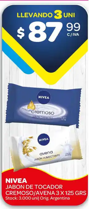 Carrefour Maxi Nivea Jabon de Tocador Cremoso/Avena 3 x 125grs oferta