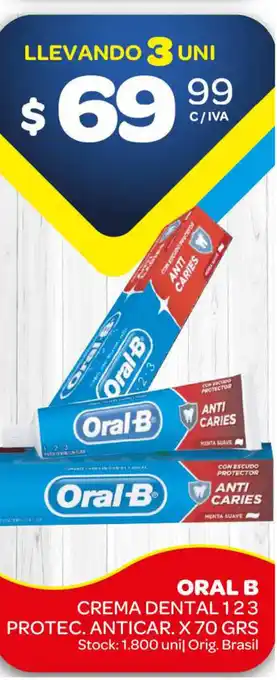 Carrefour Maxi Oral B Crema Dental 123 Protec. Anticar. x 70grs oferta