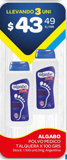 Carrefour Maxi Algabo Polvo Pedico Talquera x 100grs oferta