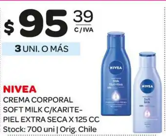 Carrefour Maxi Nivea Crema Corporal Soft Milk C/Karitepiel Extra Seca x 125cc oferta