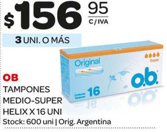 Carrefour Maxi OB Tampones Medio-Super Helix x 16uni oferta