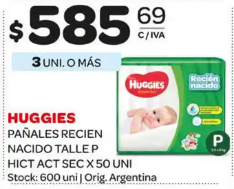 Carrefour Maxi Huggies Pañales Recien Nacido Talle P Hict Act Sec x 50uni oferta
