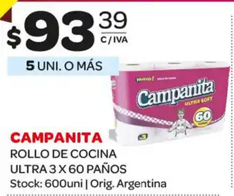 Carrefour Maxi Campanita Rollo de Cocina Ultra 3 x 60 Paños oferta