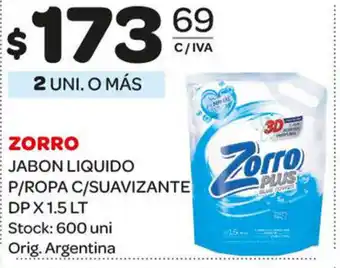 Carrefour Maxi Zorro Jabon Liquido P/Ropa C/Suavizante DP x 1.5lt oferta
