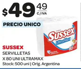 Carrefour Maxi Sussex Servilletas Ultramax x 80uni oferta