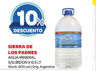 Carrefour Maxi Sierra de Los Padres Agua Mineral S/G Bidon x 6.5Lt oferta