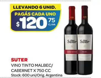 Carrefour Maxi Suter Vino Tinto Malbec/Cabernet x 750cc oferta