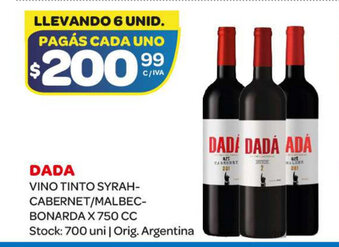 Carrefour Maxi Dada Vino Tinto Syrah-Cabernet/Malbec-Bonarda x 750cc oferta