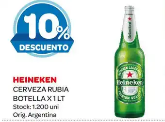 Carrefour Maxi Heineken Cerveza Rubia Botella x 1Lt oferta