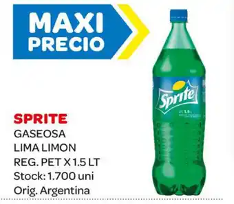 Carrefour Maxi Sprite Gaseosa Lima Limon Reg. Pet x 1.5Lt oferta