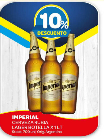 Carrefour Maxi Imperial Cerveza Rubia Lager Botella x 1Lt oferta
