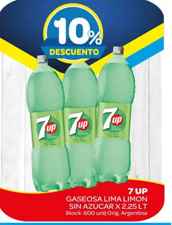 Carrefour Maxi 7 UP Gaseosa Lima Limon Sin Azucar x 2.25Lt oferta