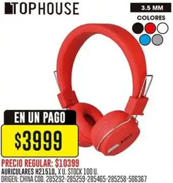 Coto TOPHOUSE AURICULARES H2151D, XU. oferta