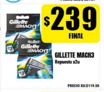 Supermayorista Vital Gillette Mach3 Repuesto x2u oferta