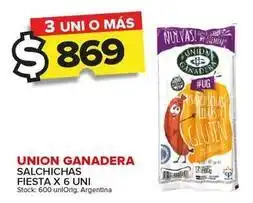 Carrefour Maxi Union ganadera - salchichas fiesta oferta