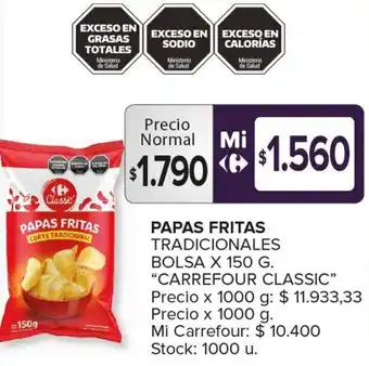 Carrefour Maxi PAPAS FRITAS TRADICIONALES BOLSA X 150G oferta