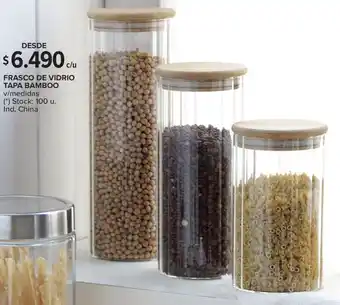 Carrefour FRASCO DE VIDRIO TAPA BAMBOO oferta