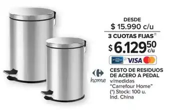 Carrefour CESTO DE RESIDUOS DE ACERO A PEDAL oferta