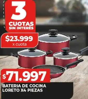Supermayorista Vital BATERIA DE COCINA LORETO X4 PIEZAS oferta