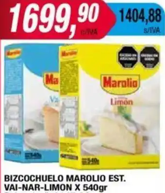 Maxiconsumo BIZCOCHUELO MAROLIO EST. VAI-NAR-LIMON x 540gr oferta