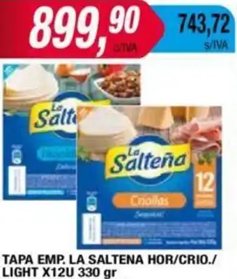 Maxiconsumo TAPA EMP. LA SALTENA HOR/CRIO./ LIGHT X12U 330GR oferta