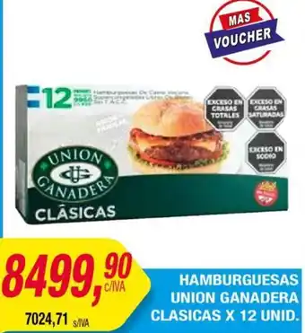 Maxiconsumo HAMBURGUESAS UNION GANADERA CLASICAS X 12 UNID oferta